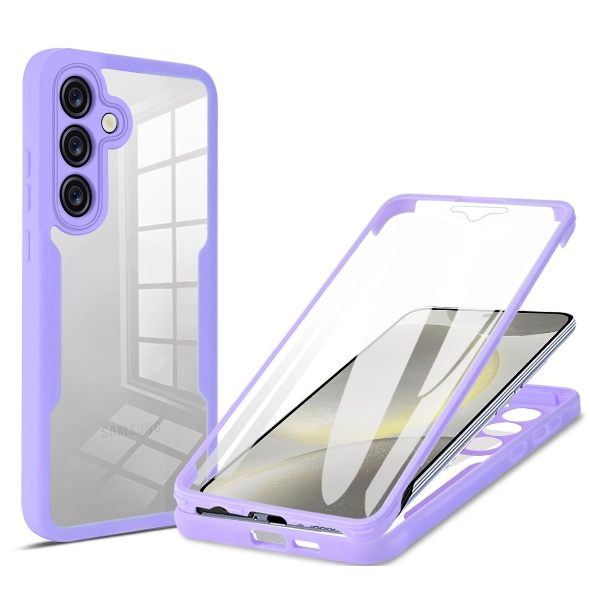 GENERICO - Estuche Protector Case Funda 2 En 1 Full 360 Para Samsung S21 FE Lila