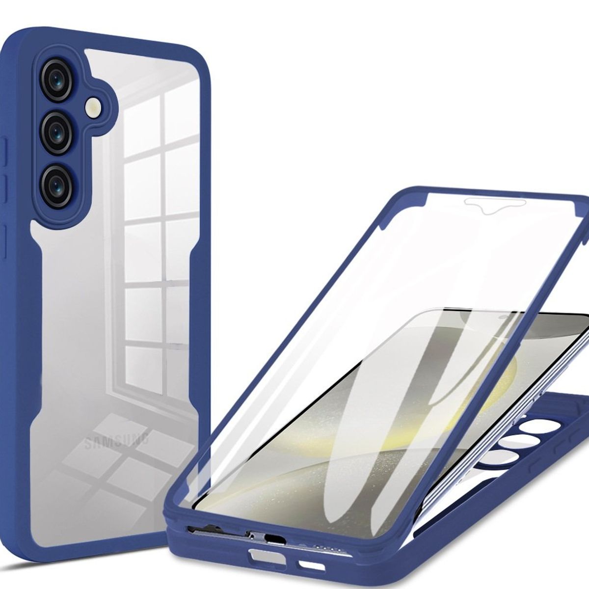 GENERICO - Estuche Protector Case Funda 2 En 1 Full 360 Para Samsung S21 FE Azul