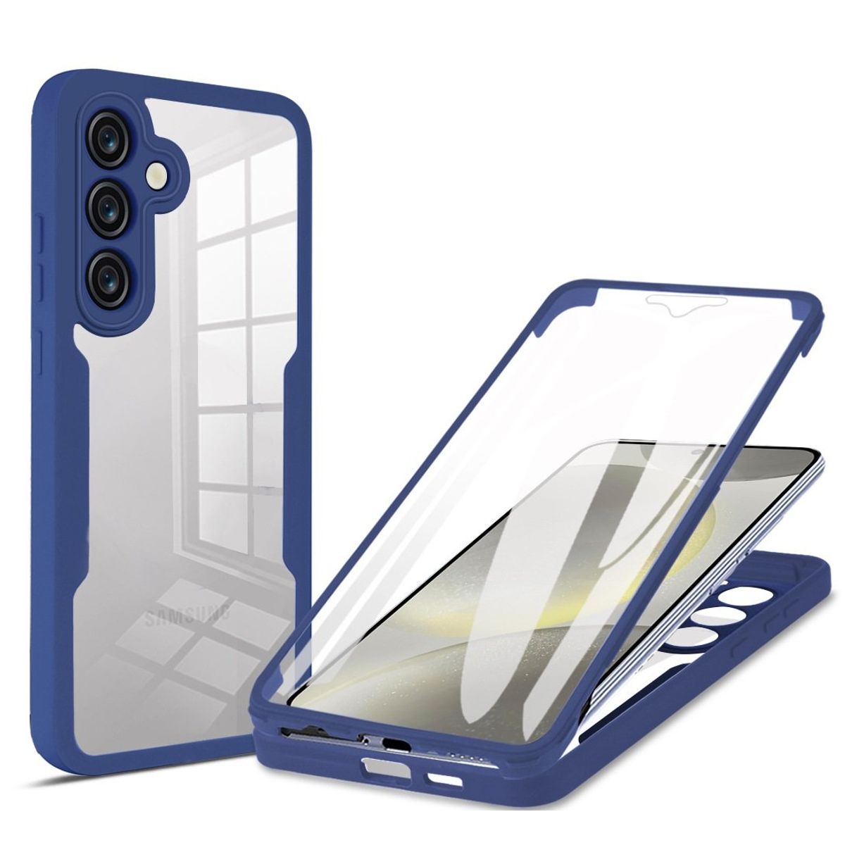 GENERICO - Estuche Protector Case Funda 2 En 1 Full 360 Para Samsung S21 FE Azul