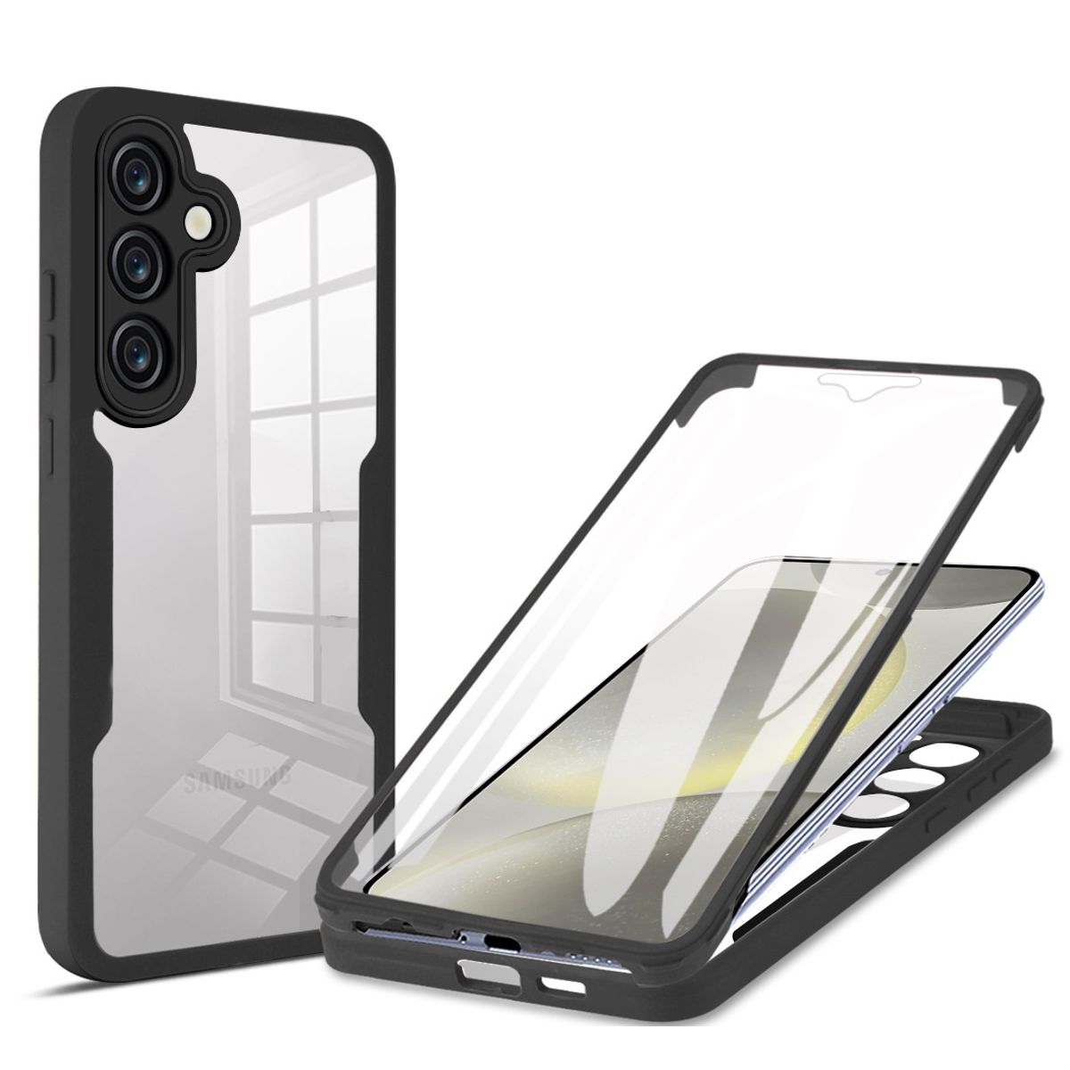 GENERICO - Estuche Protector Case Funda 2 En 1 Full 360 Para Samsung S21 FE Negro