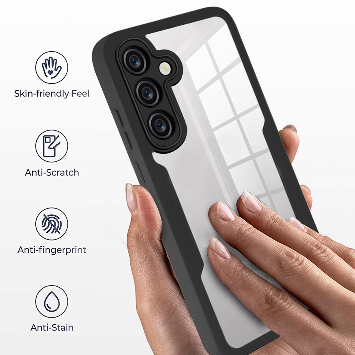 GENERICO - Estuche Protector Case Funda 2 En 1 Full 360 Para Samsung S21 FE Negro