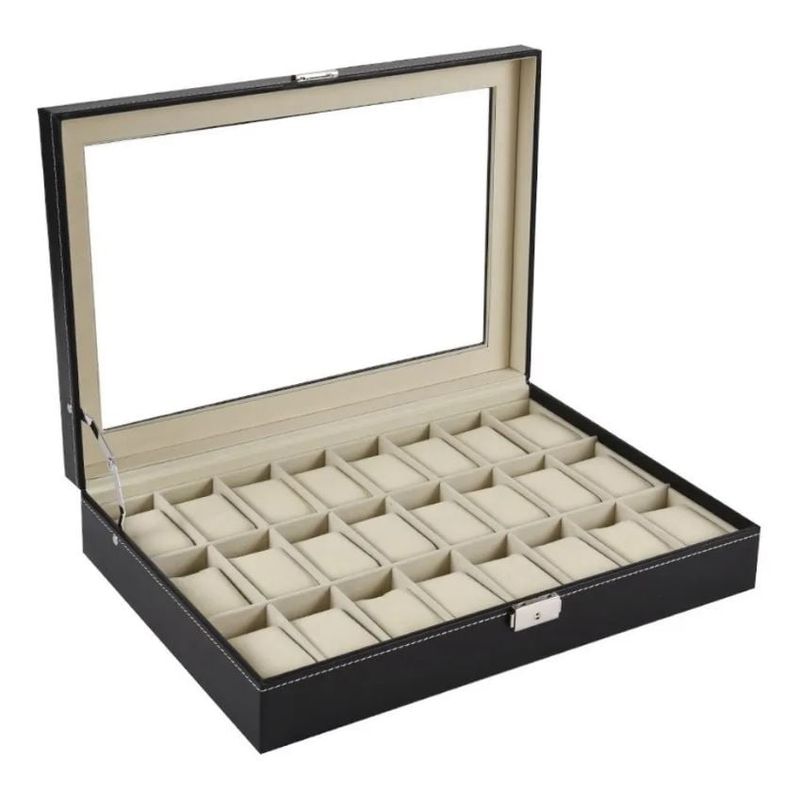 GENERICO - Estuche para organizar 24 relojes en cuero sintetico