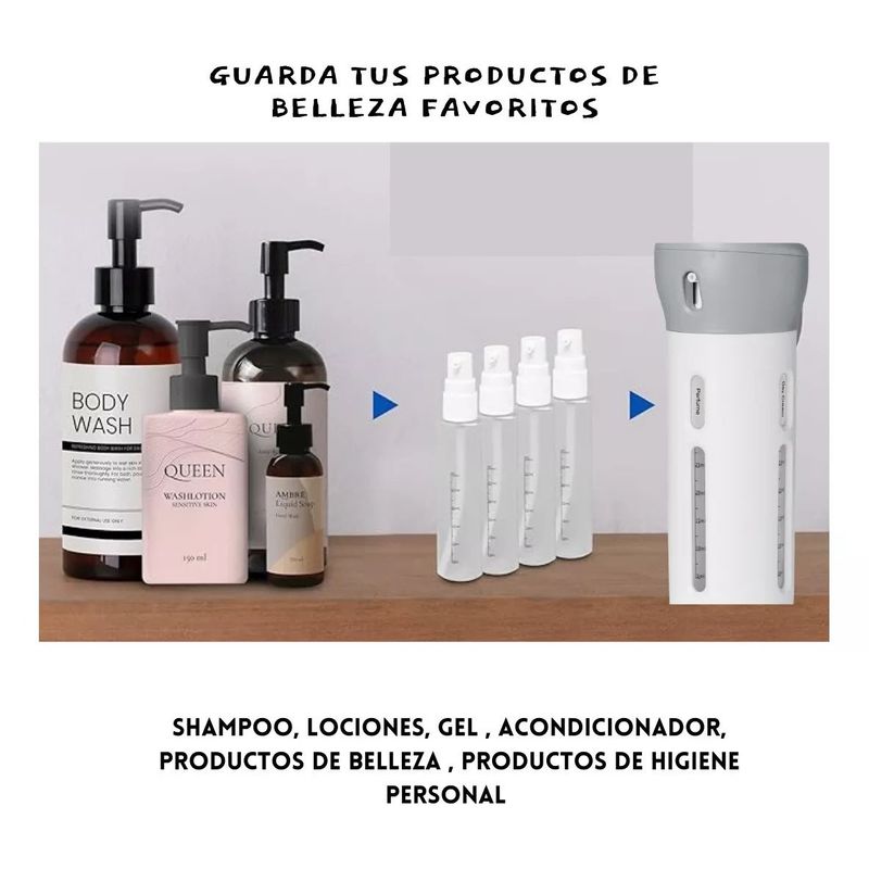 GENERICO - Dispensador 4 En 1 De Viaje Portátil Jabón, Shampoo, Cremas