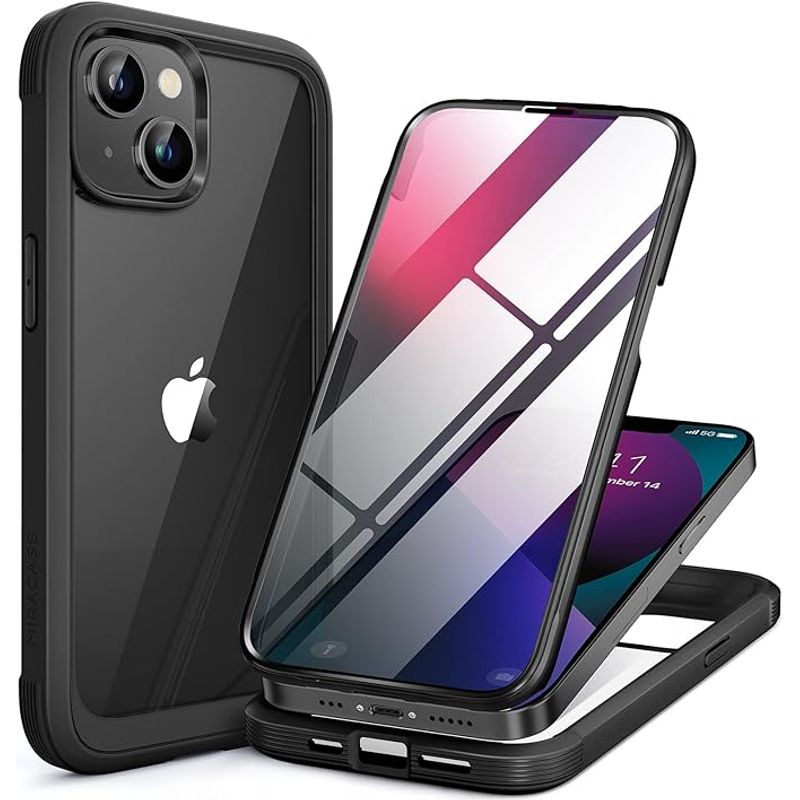 GENERICO - Estuche Protector Case Funda 2 En 1 Full 360 Para Iphone 13 Negro