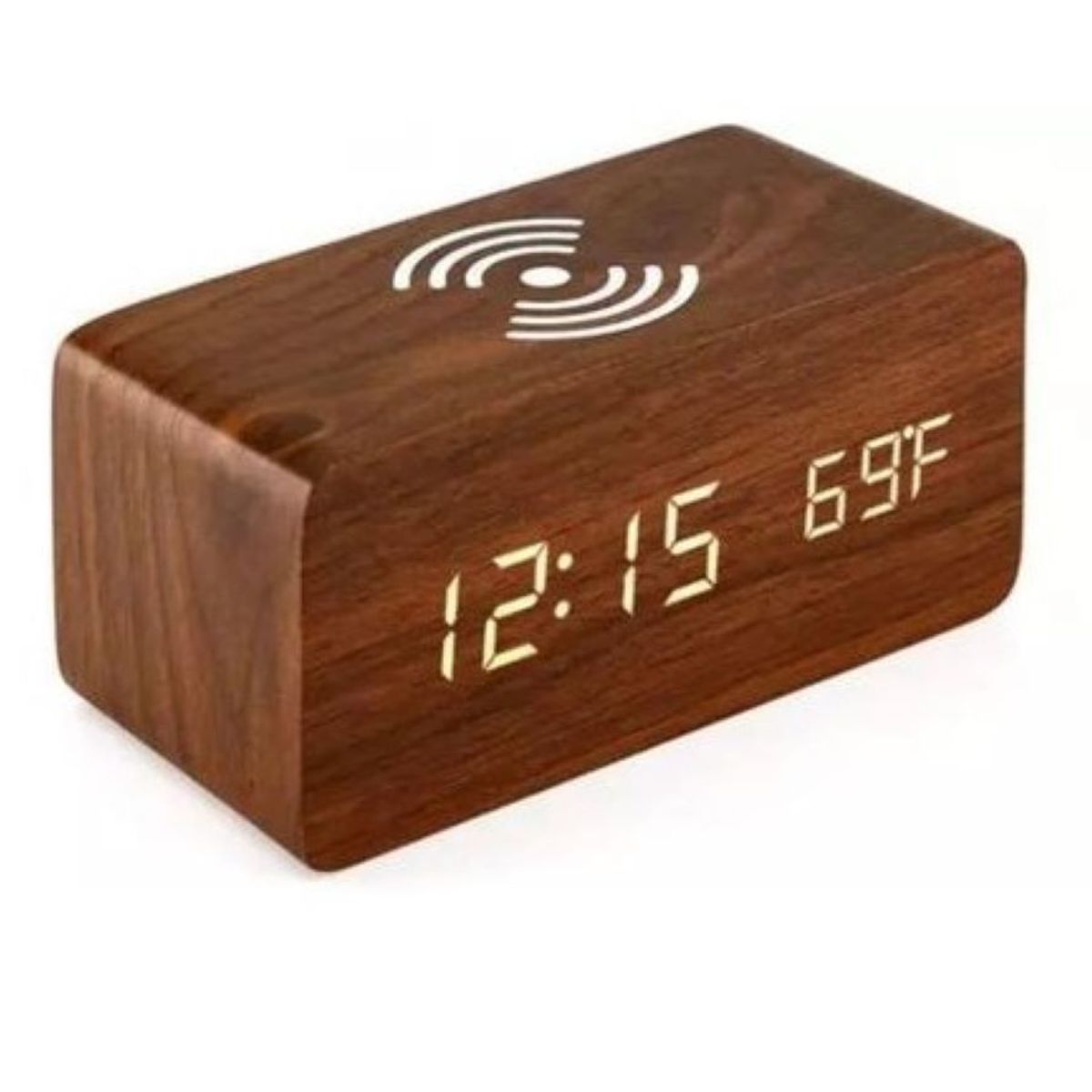 ZHOPI CO - Reloj Despertador Digital Con Cargador Inalambrico Led Madera