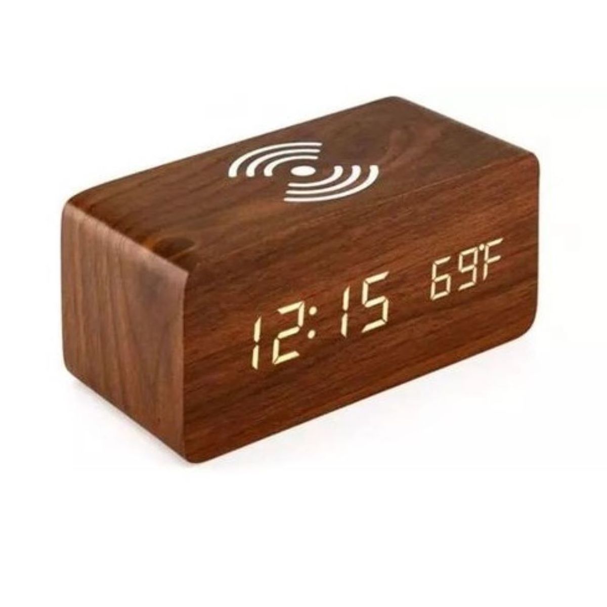 ZHOPI CO - Reloj Despertador Digital Con Cargador Inalambrico Led Madera
