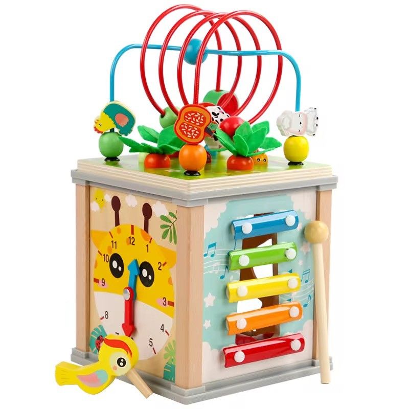 GENERICO - Cubo Didactico  Actividades  Montessori Madera Niños