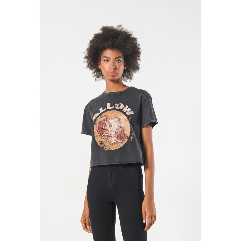 KOAJ - KOAJ Camiseta manga corta con estampado frente con proceso teñ MUJER