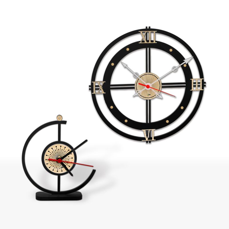 XTREME - Set x 2Und - Reloj Pared Memorial +Un Reloj Mesa Elegance Negro