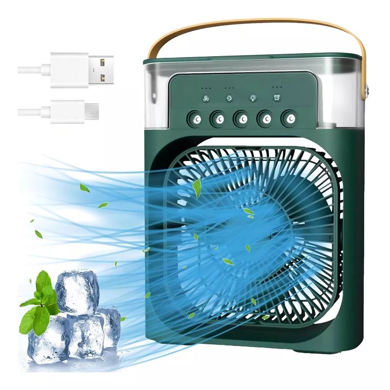 GENERAL - Ventilador Humificador 4903 Verde Multidireccional Luz LED Portatil