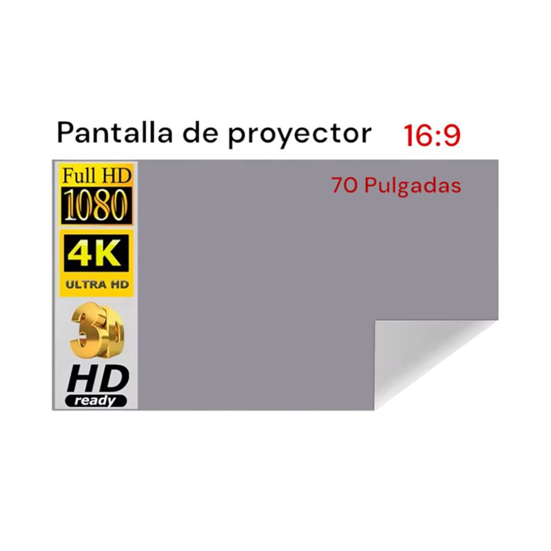 GENERICO - Pantalla Telón De Proyección 70 Hecho En Poliéster Gris