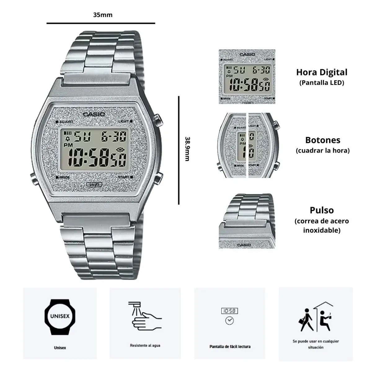 CASIO - Reloj Casio B640WDG-7 Diseño Elegante