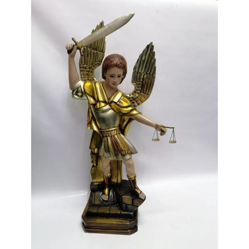 GENERICO - Escultura Antigua Quiteña San Miguel Arcángel 1890 Madera