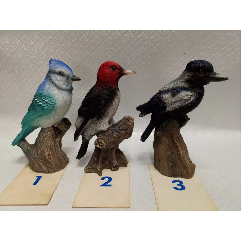 GENERICO - Escultura Italy Pajaro En Arbol En Marmolina Y Oleo Relieve
