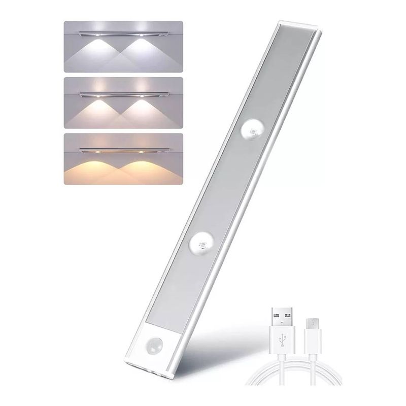 GENERICO - Lámpara LED con Sensor, Recargable, 60 cm, Luz Tricromática