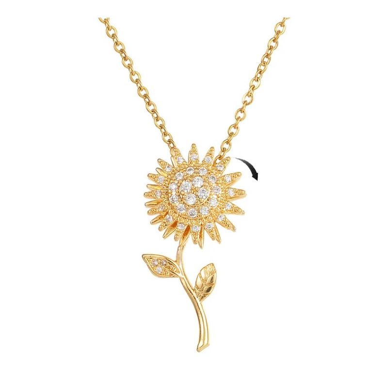ALHAJAS - Collar Cadena Para Mujer Dije Girasol Giratorio Antiestrés