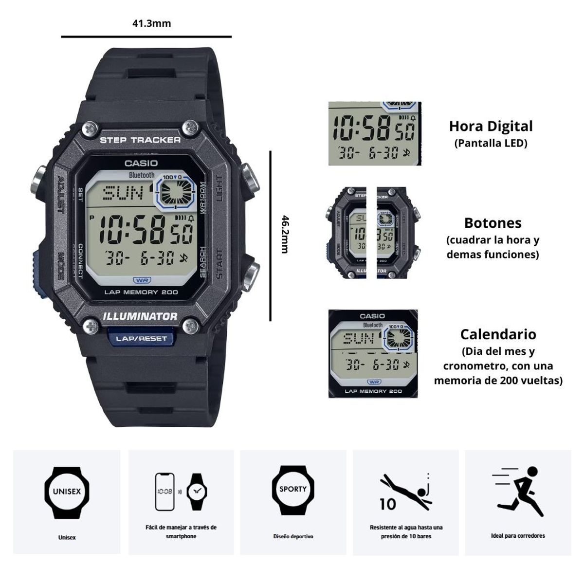 CASIO - Reloj Casio WS-B1000-1A Con Bluetooth Deportivo