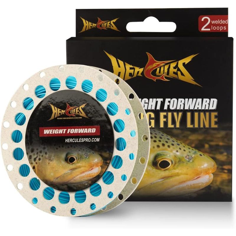 HERCULES - Línea de Pesca con Mosca HERCULES Flotante WF con Doble Bucle
