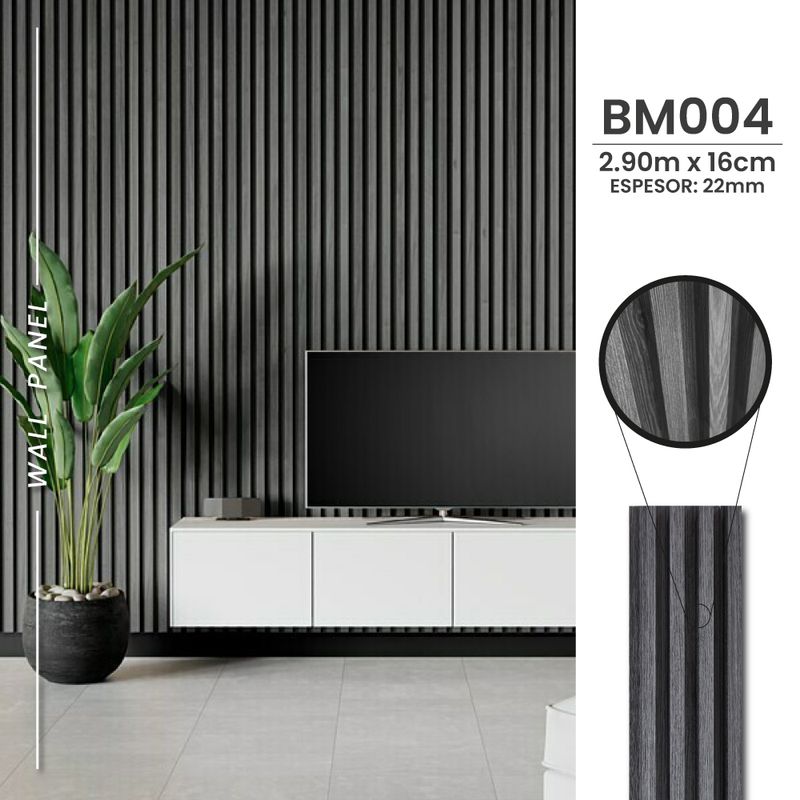 GENERICO - Wallpanel Panel De Pared Wpc 3d 290x16cm - Decokasa Gris Oscuro