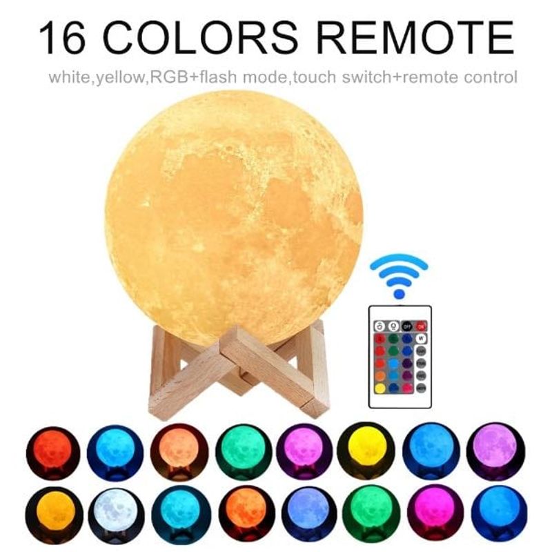 GENERICO - Lampara De Luna ( 16 COLORES)