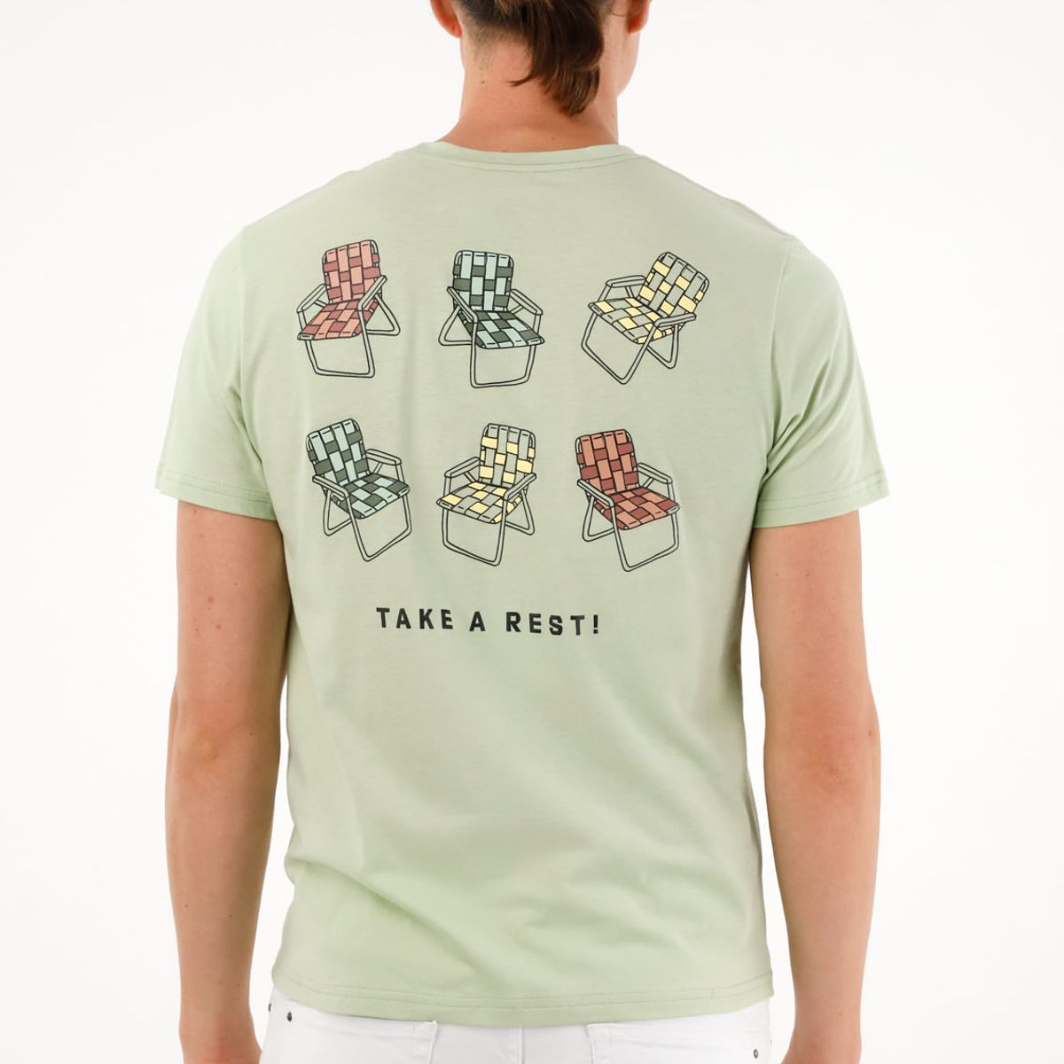 TENNIS - Camiseta verde estampada en espalda para hombre