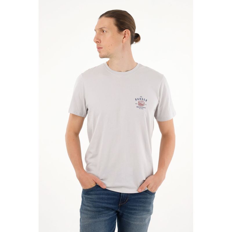 TENNIS - Camiseta gris estampada para hombre