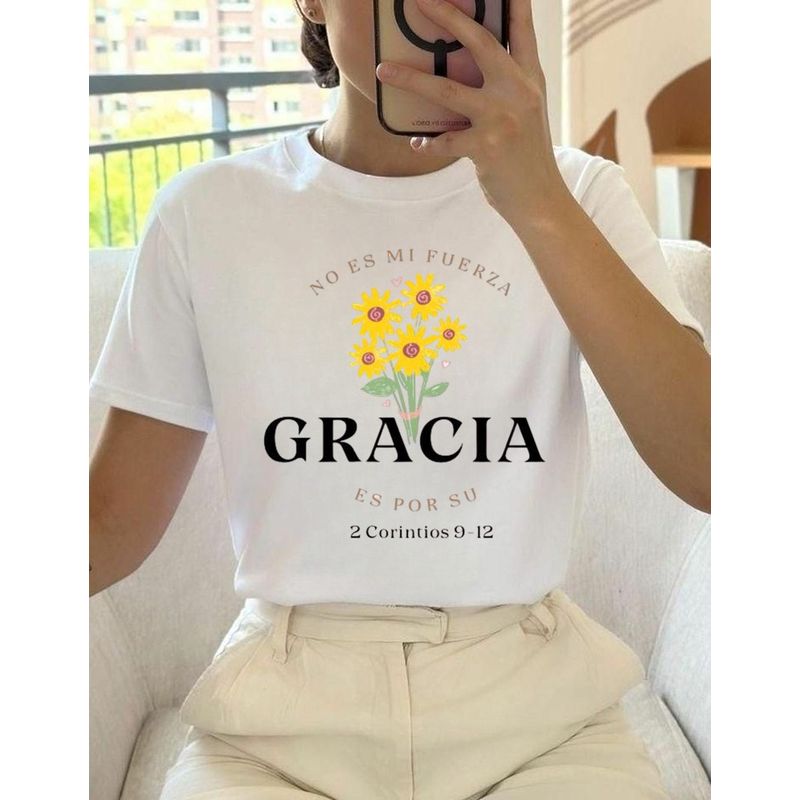 ISMI - Camiseta Mujer Polialgodón Manga Corta Ecos De Fe Floresa