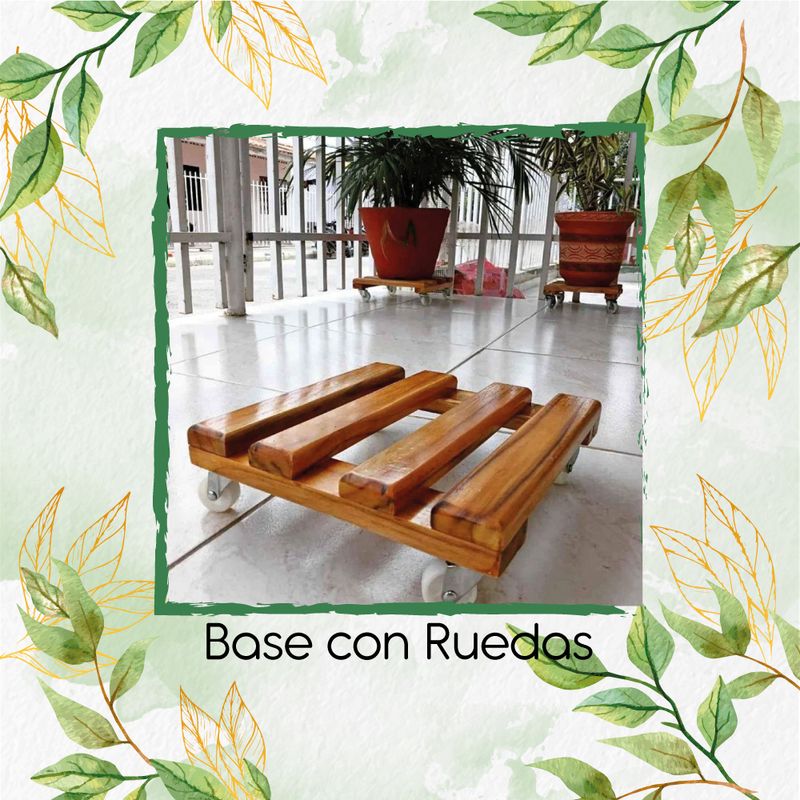 GENERICO - Base con Ruedas para Macetas en Teca 30x30