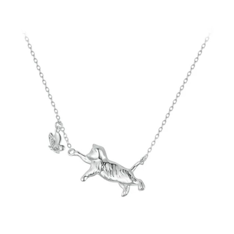 ALHAJAS - Collar Cadena Para Mujer Dije Gato Mariposa Fabricado En Plata 925