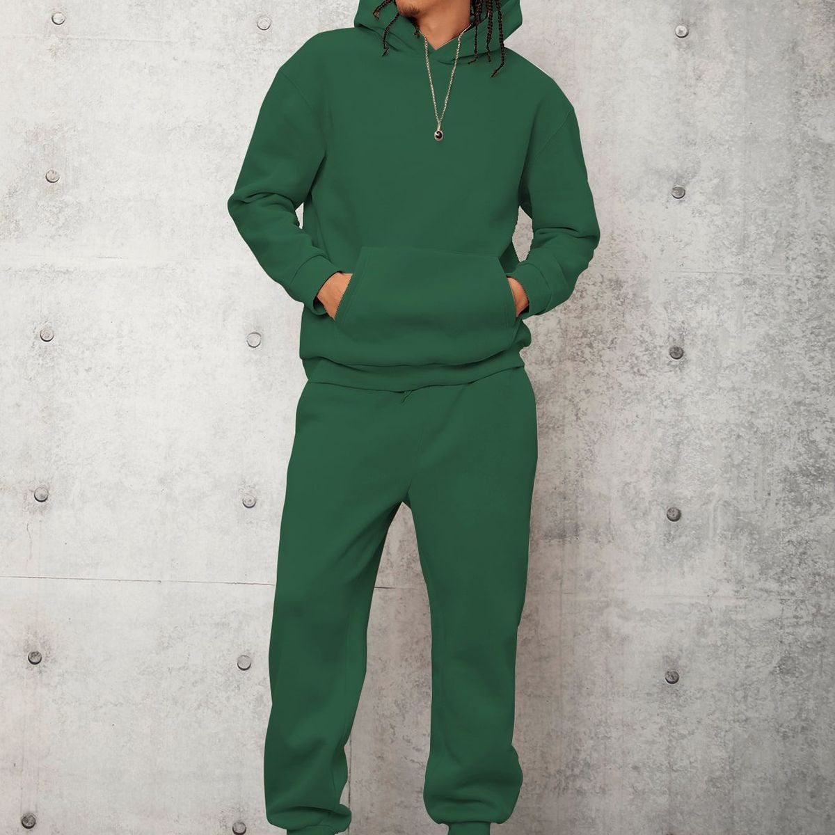 URBAN PLUS - sudadera hombre buzo y jogger conjunto verde