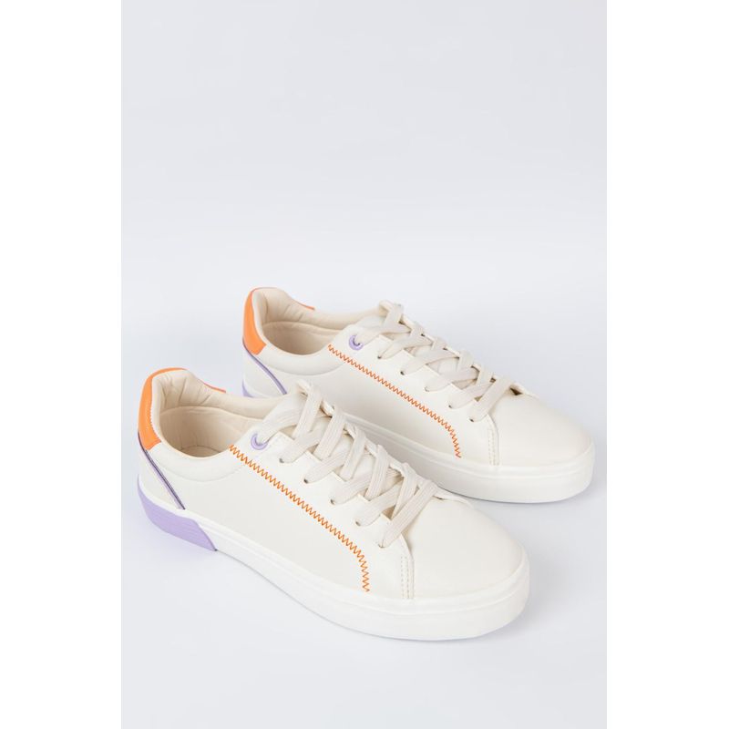 KOAJ - KOAJ Tenis casuales unicolores con costuras decorativas y cont MUJER