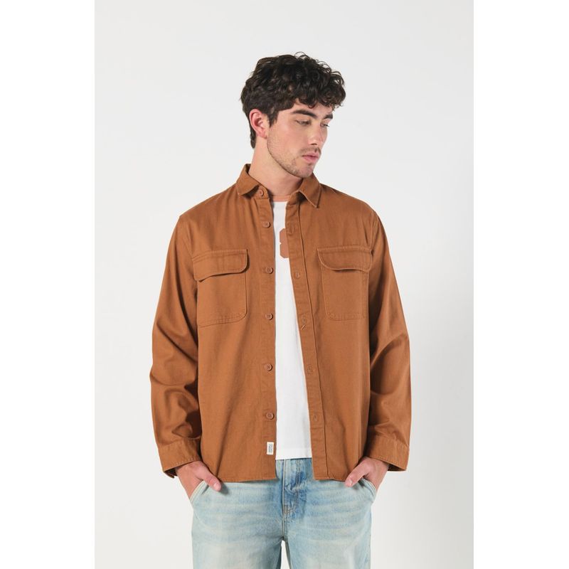 KOAJ - KOAJ Sobrecamisa unicolor oversize con doble bolsillo con ta Hombre