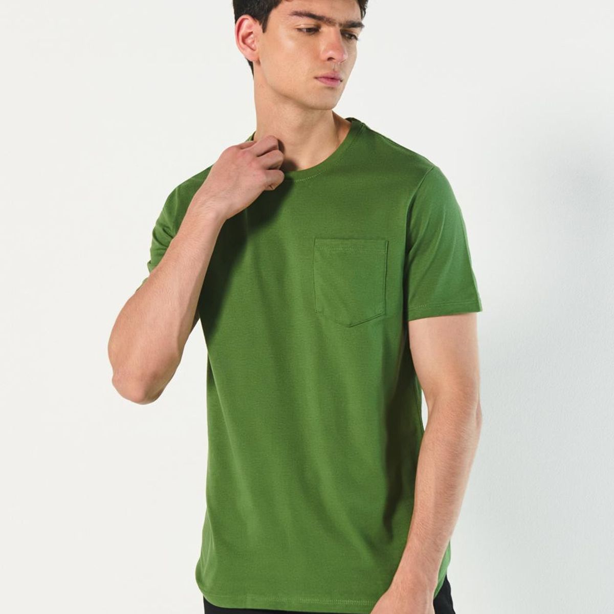 KOAJ - KOAJ Camiseta manga corta unicolor con bolsillo en frente Hombre