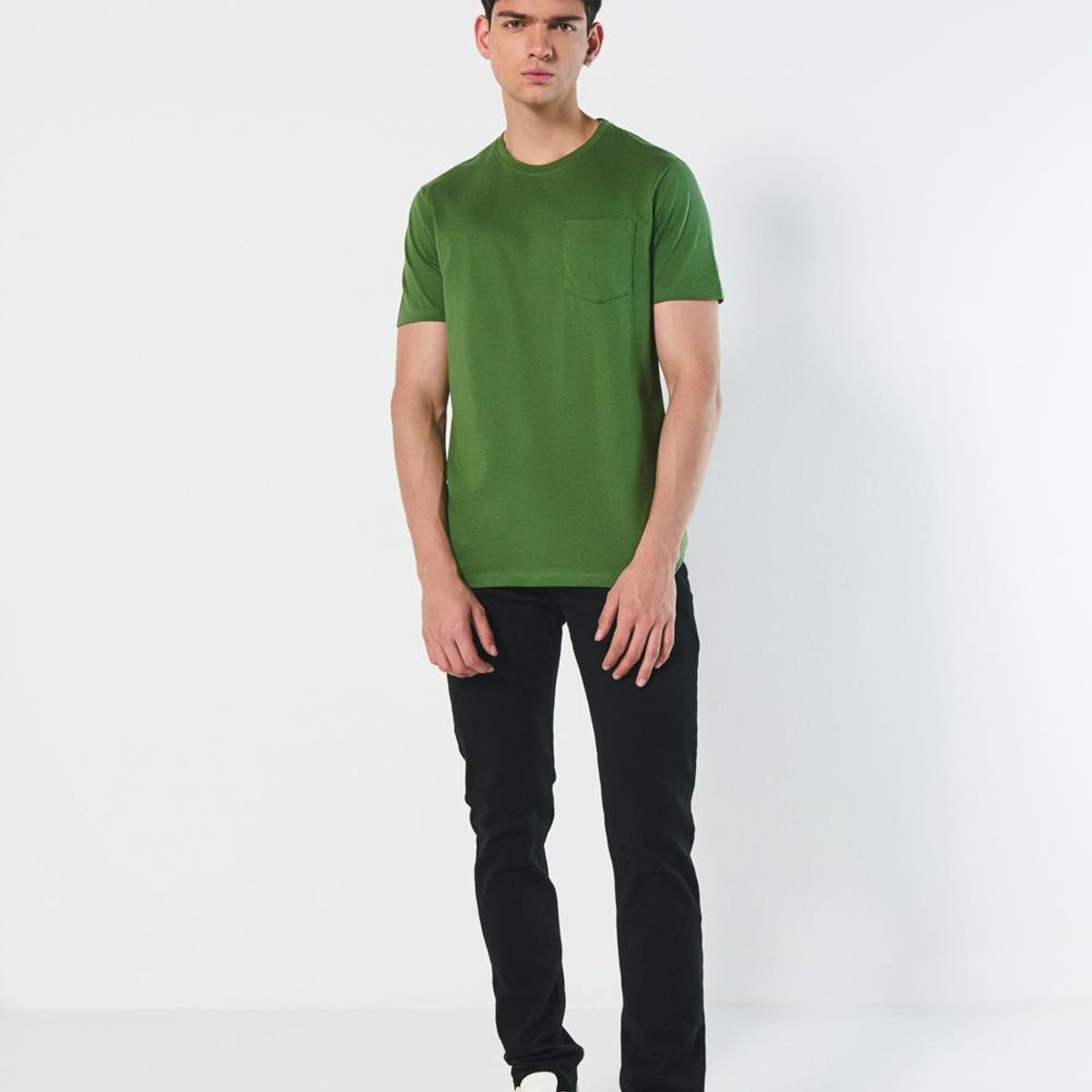 KOAJ - KOAJ Camiseta manga corta unicolor con bolsillo en frente Hombre