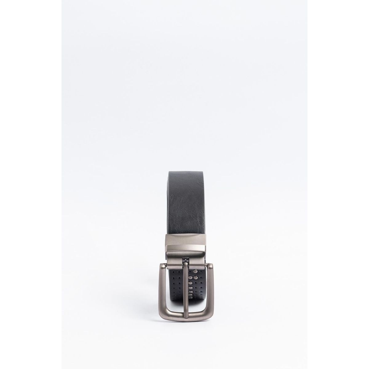 KOAJ - KOAJ Cinturón reversible negro con taches y perforaciones Hombre