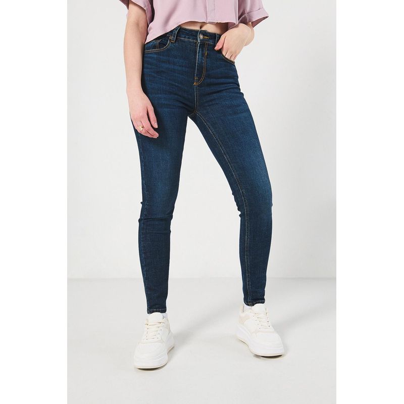 KOAJ - KOAJ Jean Jegging tiro alto azul oscuro MUJER