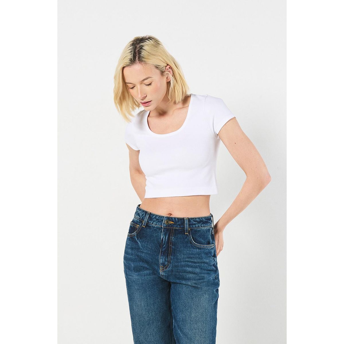 KOAJ - KOAJ Camiseta para mujer unicolor en tela acanalada fit slim Mujer