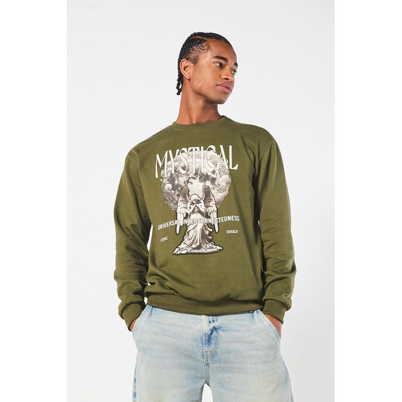 KOAJ - KOAJ Buzo cuello redondo unicolor con estampado en frente. HOMBRE