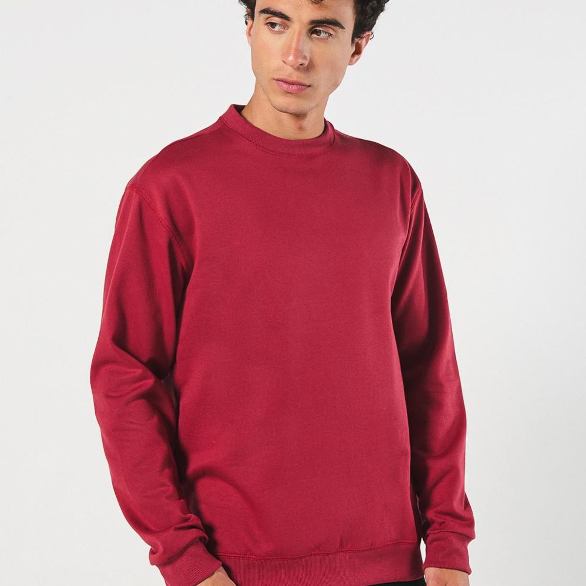 KOAJ - KOAJ Buzo unicolor con cuello redondo y manga larga Hombre