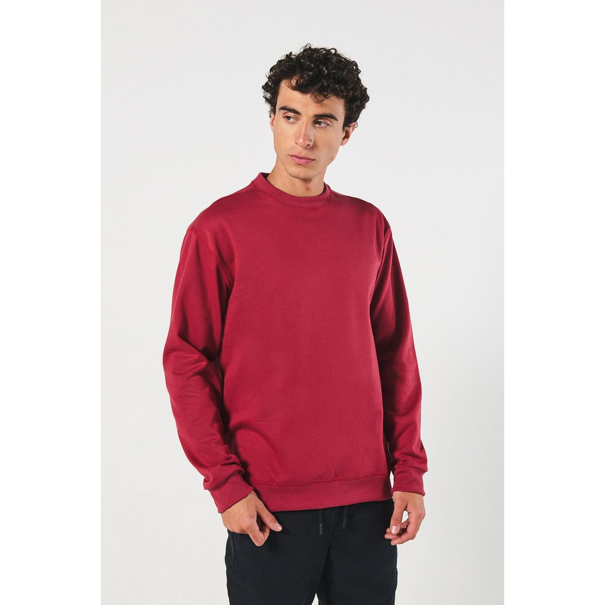 KOAJ - KOAJ Buzo unicolor con cuello redondo y manga larga Hombre