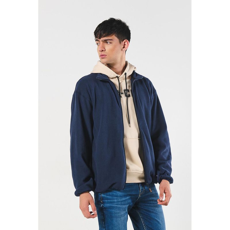 KOAJ - KOAJ Buzo azul intenso con cuello alto, cremallera y bolsillos HOMBRE