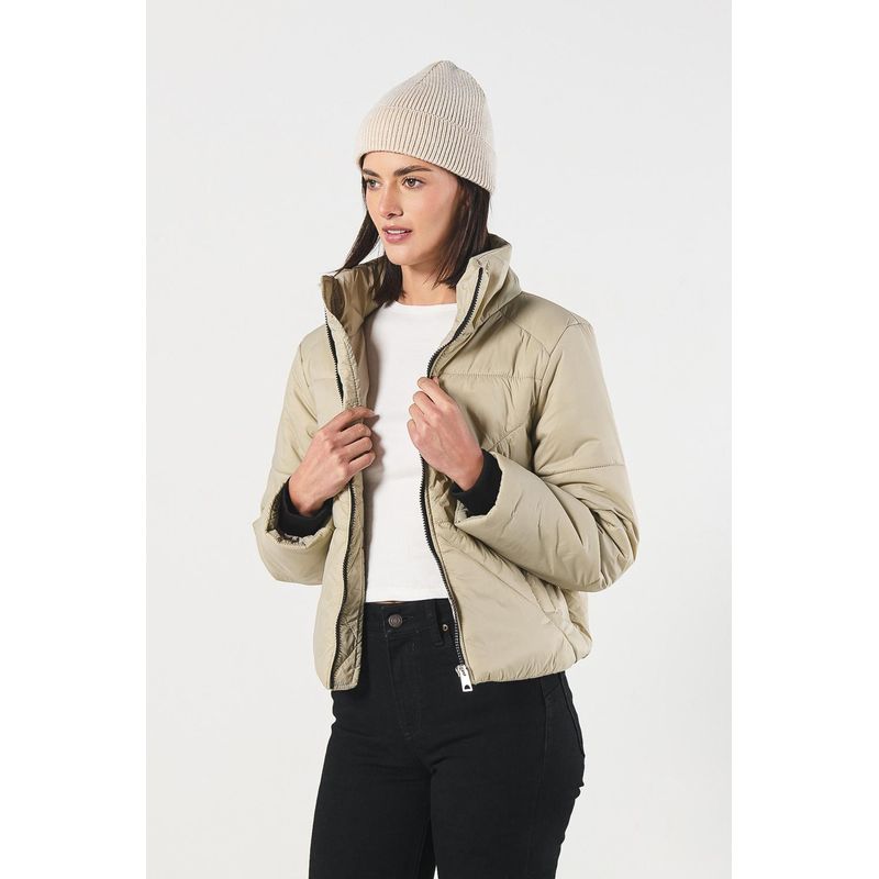 KOAJ - KOAJ Chaqueta acolchada de cuello alto con textura geométricos MUJER