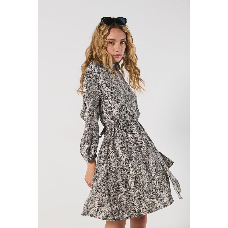 KOAJ - KOAJ Vestido corto kaki con manga 3/4 y escote drapeado MUJER