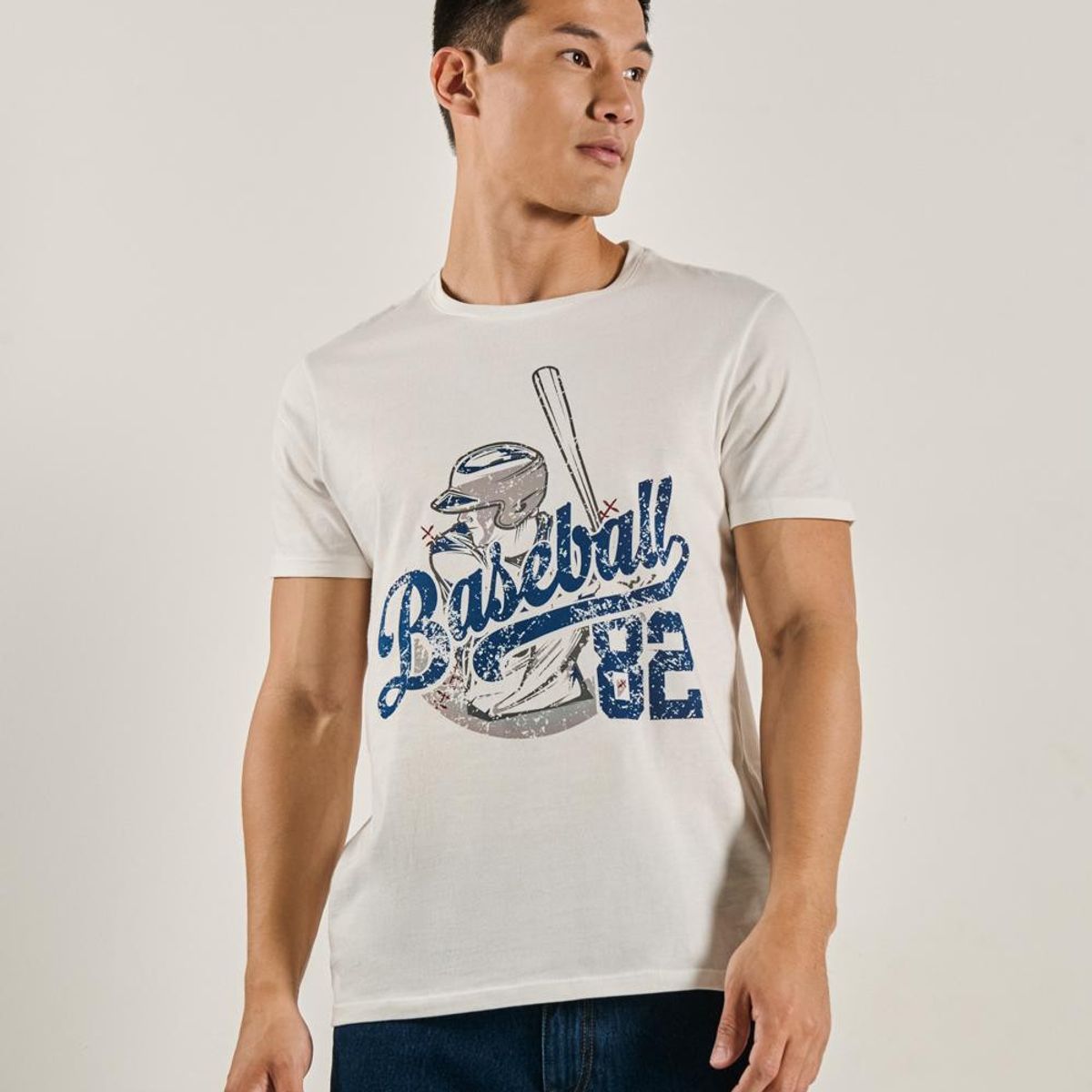 KOAJ - KOAJ Camiseta manga corta unicolor con estampado en frente e Hombre