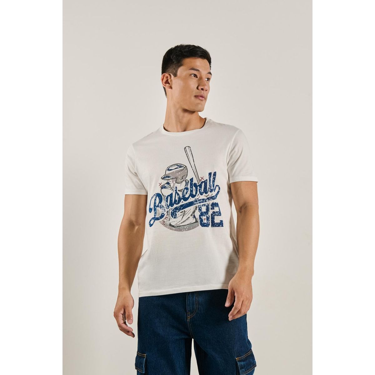 KOAJ - KOAJ Camiseta manga corta unicolor con estampado en frente e Hombre