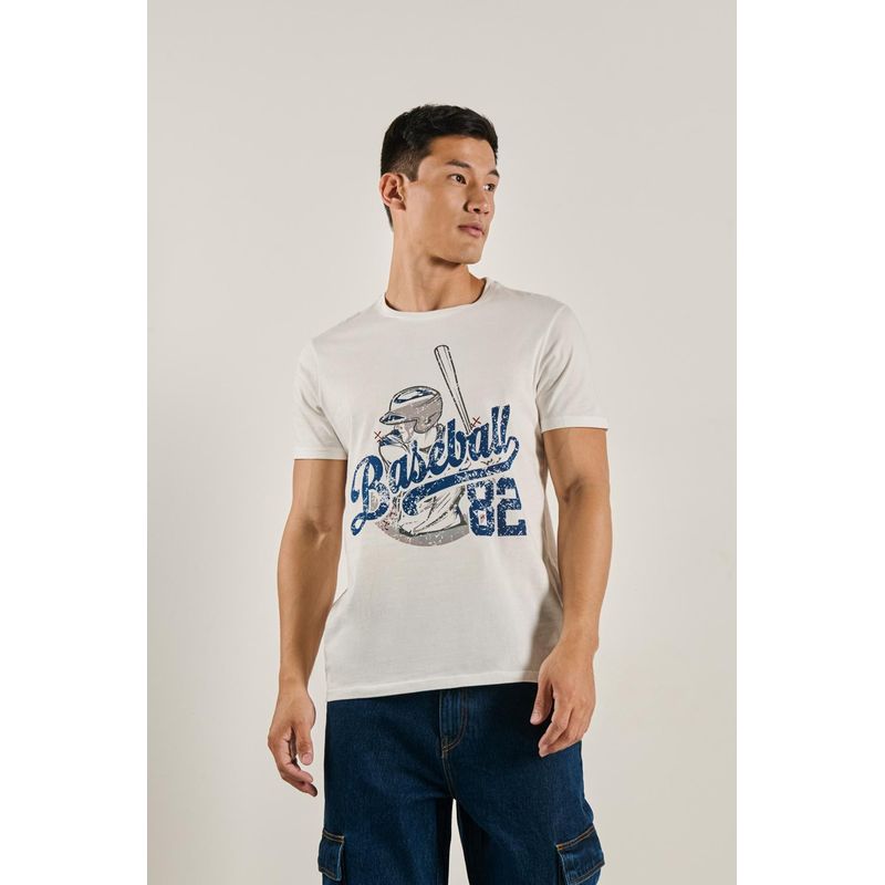 KOAJ - KOAJ Camiseta manga corta unicolor con estampado en frente e Hombre