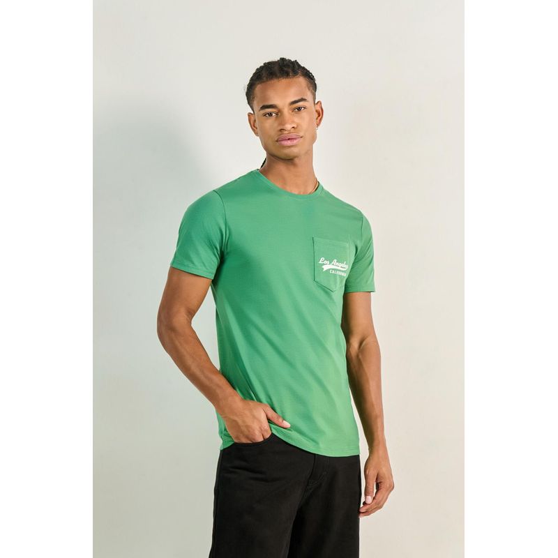 KOAJ - KOAJ Camiseta unicolor cuello redondo con bolsillo y arte coll HOMBRE