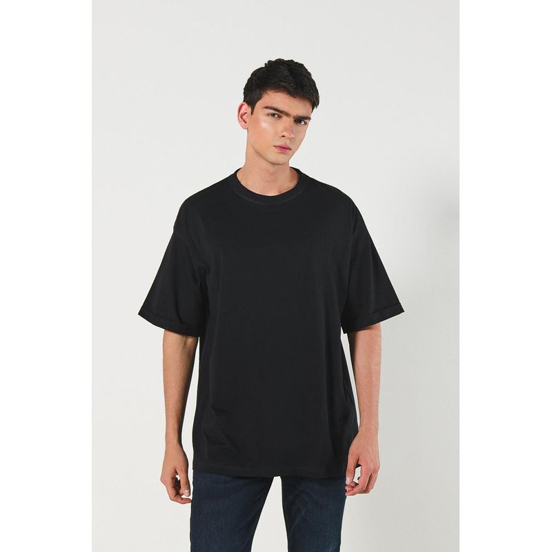 KOAJ - KOAJ Camiseta oversize unicolor con doblez en puños y manga co HOMBRE
