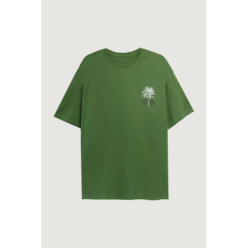 KOAJ - KOAJ Camiseta verde oversize manga corta y diseños de naturale HOMBRE