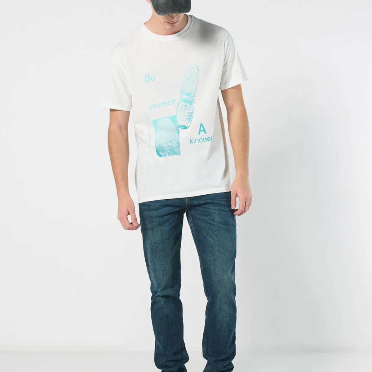 KOAJ - KOAJ Camiseta manga corta crema con diseño de teléfono Hombre